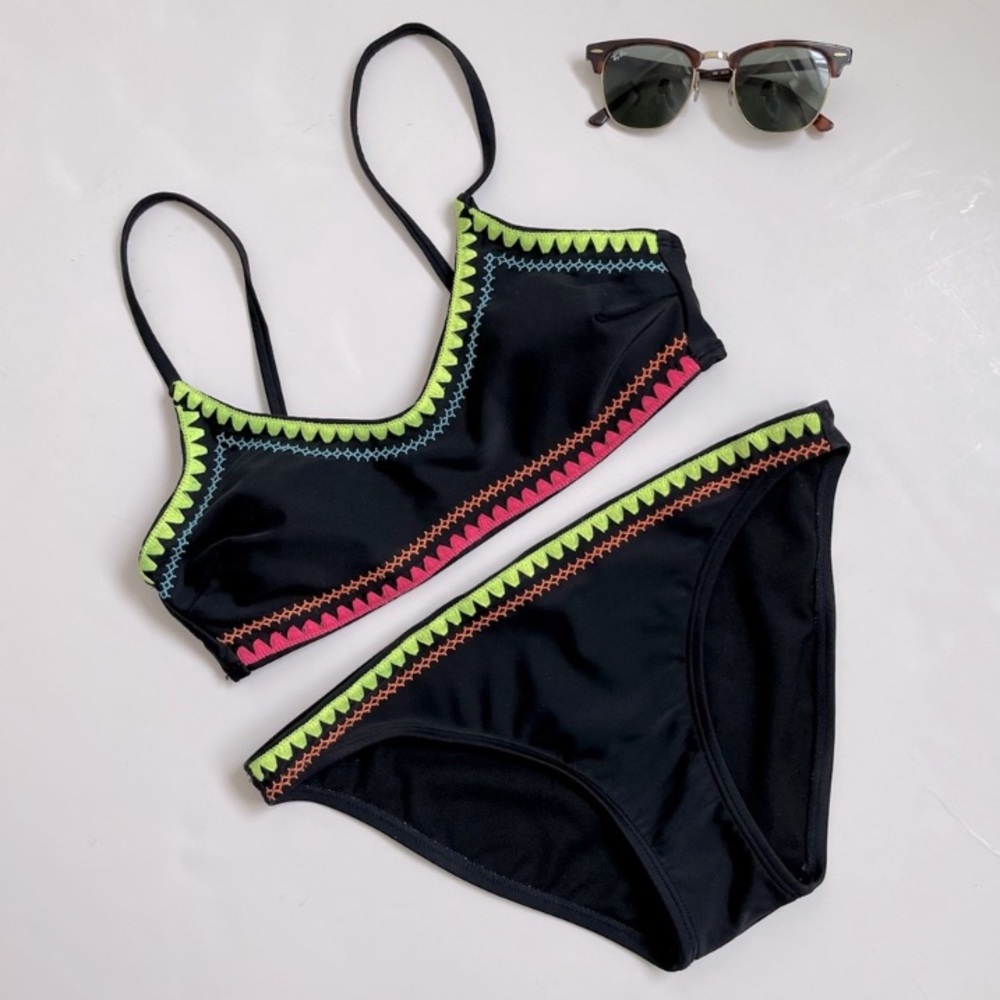 Xhilaration Bikini Set black and neon